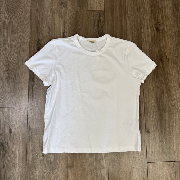 Madewell The Perfect Crewneck Tee WMNS M Eyelet White Jersey Cotton Short Sleeve - Picture 4 of 9